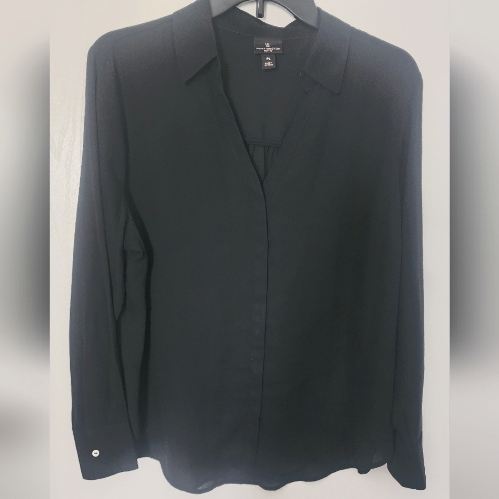 Button up blouse. Semi sheer, long sleeve